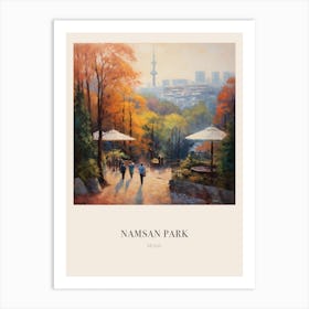 Namsan Park Seoul South Korea 3 Vintage Cezanne Inspired Poster Art Print