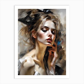 Oil Paint Art of A Girl Art Print