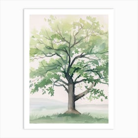 Alder Tree Atmospheric Watercolour Painting 6 Art Print