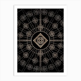 Geometric Glyph Radial Array in Glitter Gold on Black n.0409 Art Print