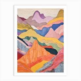 Mount Hunter United States Colourful Mountain Illustration Art Print