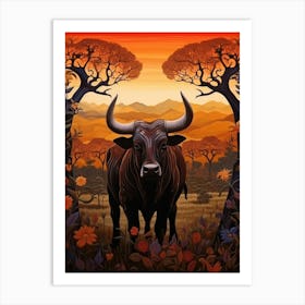 African Buffalo Traditional African Painting 1 Art Print