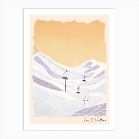 Poster Of Les 3 Vallees   France, Ski Resort Pastel Colours Illustration 1 Art Print