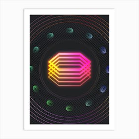 Neon Geometric Glyph in Pink and Yellow Circle Array on Black n.0018 Art Print