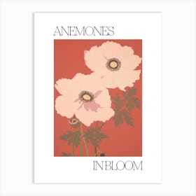 Anemones In Bloom Flowers Bold Illustration 1 Art Print