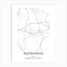 Bad Bentheim,Germany Minimalist Map Art Print