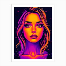 Neon Girl Portrait Art Print