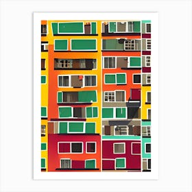 Apartment Block Abstract Vivid Buildings Architecture Art Print