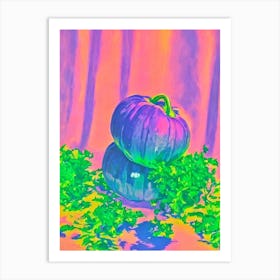 Acorn Squash 2 Risograph Retro Poster vegetable Art Print