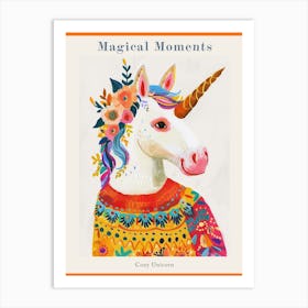 Unicorn In A Knitted Jumper Rainbow Floral Painting 1 Poster Art Print