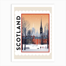 Retro Winter Stamp Poster Glasgow United Kingdom 2 Art Print