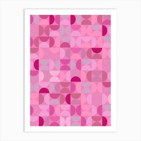 Mid Century Pink Geometric Art Print