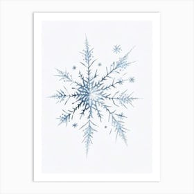 Ice, Snowflakes, Pencil Illustration 3 Art Print