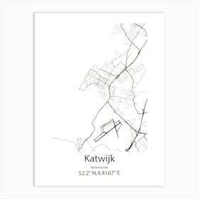 Katwijk,Netherlands Minimalist Map Art Print