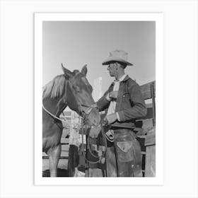 Cattleman With His Horse At Auction, San Angelo, Texas By Russell Lee Art Print