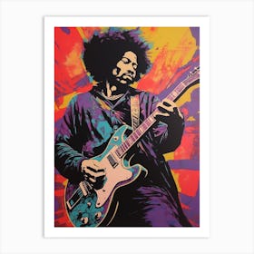 Jimi Hendrix Colourful 7 Art Print