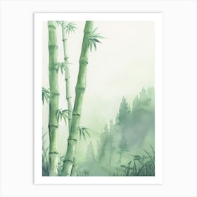 Bamboo Tree Atmospheric Watercolour Painting 1 Art Print