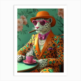 Leopard In A Suit Art Print