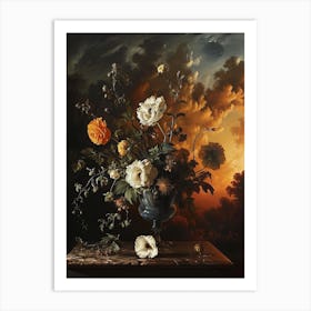 Baroque Floral Still Life Moonflower 2 Art Print