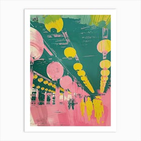 Nara Japan Retro Duotone Silkscreen 5 Art Print