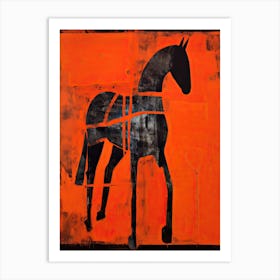 Horse, Woodblock Animal  Drawing 2 Art Print