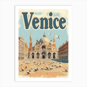 Aihrgdesign A Classic 1960s Travel Poster For Venice 5 Art Print