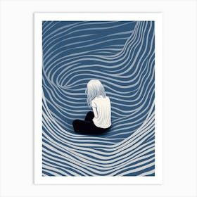 Girl Sitting In A Wave Art Print