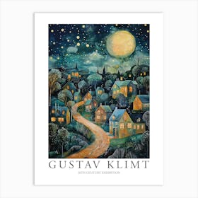 Gustav Klimt Print Night Town Stars Klimt Poster Klimt Exhibition Poster Painting Flower Garden Art Print