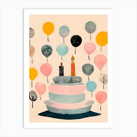 Cake And Ballons Art Print