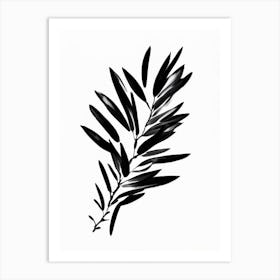 Olive Branch Symbol Black And White Painting Art Print