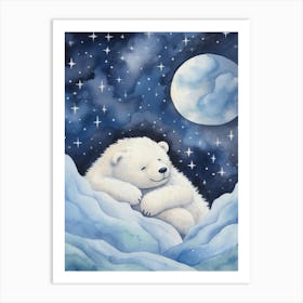 Baby Polar Bear 3 Sleeping In The Clouds Art Print