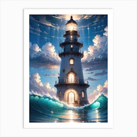 A Lighthouse In The Middle Of The Ocean 64 Art Print