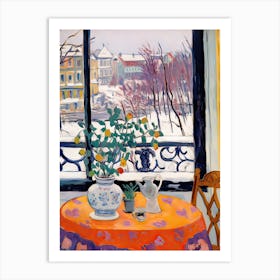 The Windowsill Of Moscow   Russia Snow Inspired By Matisse 1 Art Print