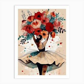 Ballerina With Flowers Art Print