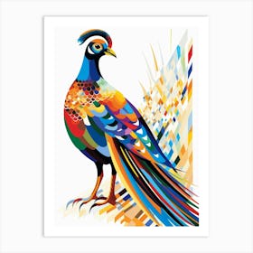 Colourful Geometric Bird Pheasant 5 Art Print