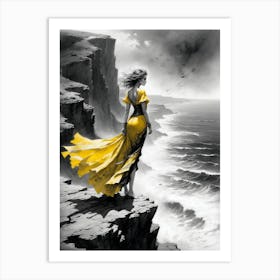 Woman On A Cliff Art Print