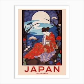 Ginzan Onsen, Visit Japan Vintage Travel Art 3 Art Print