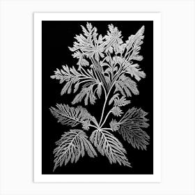 Meadowsweet Leaf Linocut 4 Art Print