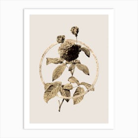 Gold Ring Agatha Rose in Bloom Glitter Botanical Illustration n.0205 Art Print