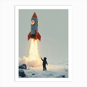 Btc Rocket Launch Art Print