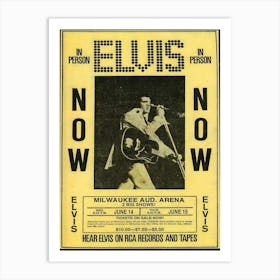 Vintage Elvis Presley Concert Milwaukee Usa Print Poster Art Print