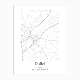 Duffel,Belgium Minimalist Map Art Print