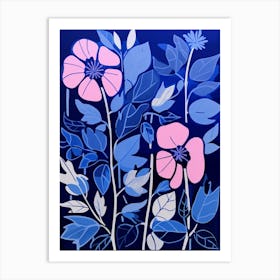 Blue Flower Illustration Bougainvillea 1 Art Print