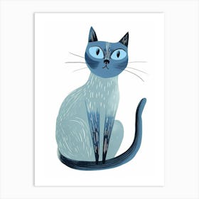 Ojos Azules Cat Clipart Illustration 5 Art Print