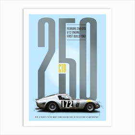 Ferrari 250GTO Silver Tribute Art Print