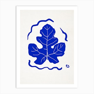 Fig Leaf In Blue Art Print