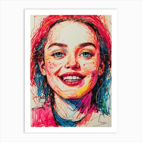 Girl With Colorful Hair 3 Art Print