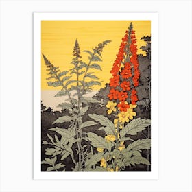 Nokanzou Goldenrod 2 Vintage Botanical Woodblock Art Print