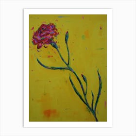 Red Carnation In Yellow Art Print