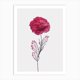 Carnation Floral Minimal Line Drawing 2 Flower Art Print